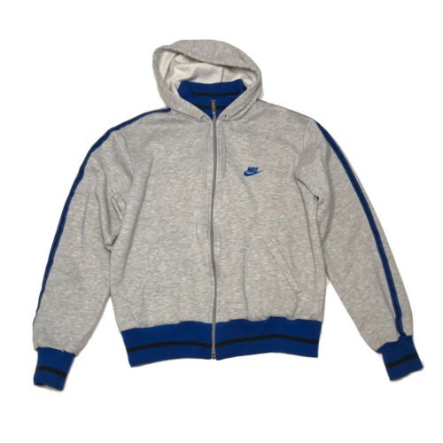 Vintage 70s Nike Blue Tag Mens Track Hoodie Size L Heather Grey Blue